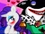 Size: 512x387 | Tagged: safe, artist:chibinel, rarity, shark, g4, blushing, crossover, crossover shipping, emperor awesome, female, heart, hoof over mouth, male, shipping, straight, wander over yonder