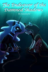 Size: 1280x1920 | Tagged: safe, artist:littletigressda, nightmare moon, oc, alicorn, pony, fanfic:the endeavor of the damned shadows, g4, cover art, fanfic, fanfic art, fanfic cover