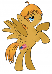 Size: 282x400 | Tagged: safe, artist:emerald star, pegasus, pony, hetalia, nation ponies, ponified, rearing, simple background, solo, united states, white background