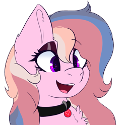 Size: 701x694 | Tagged: safe, artist:naaltive, oc, oc only, oc:alluring gaze, earth pony, pony, choker, clothes, eyeshadow, happy, makeup, open mouth, simple background, solo, transparent background