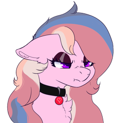 Size: 701x694 | Tagged: safe, artist:naaltive, oc, oc only, oc:alluring gaze, earth pony, pony, angry, choker, eyeshadow, makeup, scrunchy face, simple background, solo, transparent background