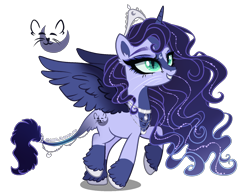 Size: 1800x1400 | Tagged: safe, artist:gihhbloonde, oc, oc only, hybrid, pony, female, offspring, parent:capper dapperpaws, parent:princess luna, show accurate, simple background, solo, transparent background