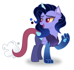 Size: 2916x2782 | Tagged: safe, artist:purplepotato04, oc, oc only, hybrid, female, high res, interspecies offspring, offspring, parent:discord, parent:princess luna, parents:lunacord, show accurate, simple background, solo, transparent background