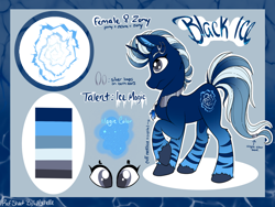 Size: 1024x768 | Tagged: safe, artist:mychelle, oc, oc only, oc:black ice, hybrid, pony, zony, male, reference sheet, solo