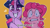 Size: 1600x911 | Tagged: safe, artist:goshhhh, pinkie pie, twilight sparkle, earth pony, pony, unicorn, g4, blushing, duo, floppy ears, frown, heart, palindrome get, quarantine, simple background, smiling, starry eyes, sweat, varying degrees of want, wingding eyes, yellow background