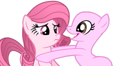 Size: 1254x663 | Tagged: safe, artist:muhammad yunus, edit, oc, oc only, oc:annisa trihapsari, earth pony, pony, g4, bald, base, base used, female, mare, not rarity, open mouth, pink body, pink hair, show accurate, simple background, transparent background, vector