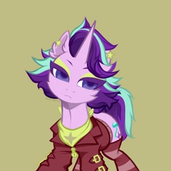 Size: 3500x3500 | Tagged: safe, artist:rrd-artist, starlight glimmer, pony, unicorn, g4, alternate hairstyle, clothes, ear piercing, earring, high res, jewelry, makeup, piercing, solo