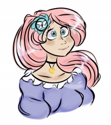 Size: 1822x2048 | Tagged: safe, artist:thechaoticboop, fluttershy, human, g4, choker, clothes, dress, flower, flower in hair, humanized, solo
