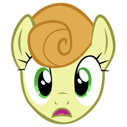 Size: 1024x1024 | Tagged: safe, artist:tardifice, carrot top, golden harvest, earth pony, pony, dragonshy, g4, background pony, face, female, gasp, head, looking at you, mare, open mouth, shocked, show accurate, simple background, transparent background, vector