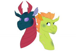 Size: 1280x854 | Tagged: safe, artist:itstechtock, pharynx, oc, oc:acanthus, changedling, changeling, g4, bust, parent:prince blueblood, parent:thorax, portrait, prince pharynx, simple background, white background