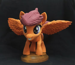 Size: 936x808 | Tagged: safe, artist:vita96, scootaloo, pegasus, pony, g4, craft, grin, photo, sculpture, smiling, spread wings, wings