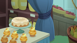 Size: 1280x720 | Tagged: safe, screencap, g4, the big mac question, background, cake, food, market, no pony, ponyville, scenic ponyville