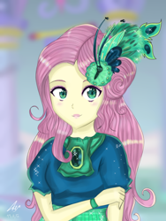 Size: 768x1024 | Tagged: safe, artist:namieart, fluttershy, equestria girls, g4, clothes, dress, gala dress, solo