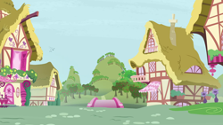 Size: 1280x720 | Tagged: safe, screencap, bird, g4, the big mac question, background, bridge, no pony, ponyville, scenic ponyville