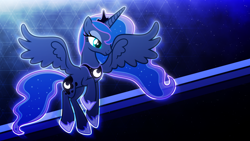Size: 3840x2160 | Tagged: safe, artist:game-beatx14, artist:starlessnight22, edit, princess luna, alicorn, pony, g4, female, high res, mare, solo, spread wings, wallpaper, wallpaper edit, wings