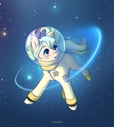 Size: 2126x2362 | Tagged: safe, artist:katputze, oc, oc only, pony, astronaut, high res, open mouth, solo, space, spacesuit, stars, zero gravity