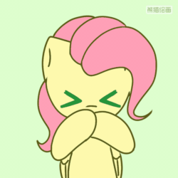 Size: 720x720 | Tagged: source needed, safe, artist:starflashing twinkle, fluttershy, pegasus, pony, g4, :3, animated, blowing a kiss, chinese, cute, daaaaaaaaaaaw, female, frame by frame, gif, green background, heart, mare, open mouth, shyabetes, simple background, solo