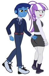 Size: 1008x1575 | Tagged: safe, artist:gmaplay, night light, twilight velvet, equestria girls, g4, ass, butt, duo, female, male, married couple, ponytail, simple background, transparent background, twibutt velvet