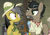 Size: 1530x1080 | Tagged: safe, screencap, biff, daring do, doctor caballeron, fluttershy, rainbow dash, rogue (g4), withers, earth pony, pegasus, pony, daring doubt, g4, my little pony: friendship is magic, ascot tie, clothes, cropped, female, hat, henchmen, male, mare, offscreen character, pith helmet, shirt, stallion