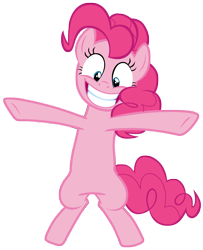 Size: 7000x8600 | Tagged: safe, artist:tardifice, pinkie pie, earth pony, pony, g4, absurd resolution, bipedal, female, grin, gritted teeth, looking down, simple background, smiling, solo, teeth, transparent background, vector