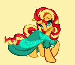 Size: 4000x3500 | Tagged: safe, artist:rrd-artist, sunset shimmer, pony, unicorn, alternate hairstyle, clothes, dress, gala dress, looking at you, solo