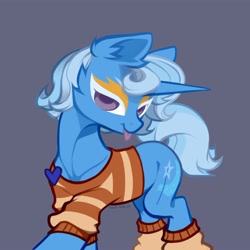 Size: 3500x3500 | Tagged: safe, artist:rrd-artist, trixie, pony, unicorn, g4, alternate hairstyle, bottomless, clothes, high res, leg warmers, lidded eyes, looking at you, partial nudity, raspberry, shirt, smiling, tongue out