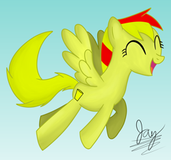 Size: 4500x4200 | Tagged: safe, artist:jay_wackal, oc, oc only, oc:marmalade, pegasus, pony, base artist needed, base used, day, eyes closed, female, flying, happy, open mouth, original character do not steal, pegasus oc, sky, solo
