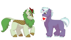 Size: 1280x732 | Tagged: safe, artist:itstechtock, oc, oc only, kirin, pony, unicorn, heart, mouth hold, sign, simple background, transparent background, white background
