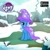 Size: 1080x1080 | Tagged: safe, gameloft, trixie, pony, unicorn, g4, official, cape, clothes, female, hat, mare, my little pony logo, smiling, snow, solo, trixie's cape, trixie's hat