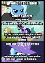 Size: 480x675 | Tagged: safe, trixie, twilight sparkle, g4, magic duel, comic, spanish, text, translated in the comments