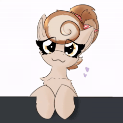 Size: 1200x1200 | Tagged: safe, artist:jubyskylines, oc, oc only, oc:cinnamon spangled, earth pony, pony, animated, bandana, blinking, chest fluff, cute, ear fluff, earth pony oc, female, heart, looking at you, mare, no sound, ocbetes, simple background, smiling, solo, webm, white background