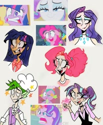 Size: 2510x3049 | Tagged: safe, artist:citi, screencap, pinkie pie, rarity, spike, starlight glimmer, twilight sparkle, alicorn, dragon, earth pony, human, pony, unicorn, all bottled up, g4, secrets and pies, simple ways, angry, chef, chef's hat, faic, female, golden oaks library, gritted teeth, hat, high res, human spike, humanized, male, open mouth, rage, scene interpretation, screencap reference, stars, sugarcube corner, teeth, twilight sparkle (alicorn), vein