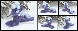 Size: 4350x1754 | Tagged: safe, artist:peruserofpieces, rolling thunder, pegasus, pony, g4, beanie (plushie), female, irl, lying down, mare, photo, plushie, prone, snow, sploot, the washouts, tree, wings