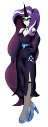 Size: 2809x7374 | Tagged: safe, artist:dazzlingmimi, nightmare rarity, human, g4, belt, breasts, choker, clothes, dress, evening gloves, female, gloves, grin, high heels, humanized, long gloves, shoes, simple background, smiling, solo, stockings, thigh highs, transparent background