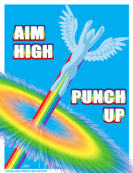 Size: 720x937 | Tagged: safe, artist:texasuberalles, rainbow dash, pegasus, pony, g4, female, flying, impact font, lineless, mare, solo, sonic rainboom
