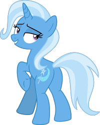Size: 8386x10490 | Tagged: safe, artist:alandssparkle, trixie, pony, unicorn, g4, road to friendship, absurd resolution, butt, cutie mark, female, lidded eyes, looking at you, looking back, looking back at you, mare, plot, raised hoof, simple background, solo, tail, transparent background, vector, we're friendship bound