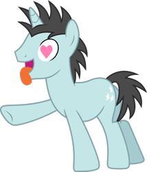 Size: 1600x1870 | Tagged: safe, artist:chainchomp2 edits, edit, vector edit, neon lights, rising star, pony, unicorn, g4, leap of faith, background pony, heart eyes, male, raised hoof, show accurate, simple background, solo, stallion, tongue out, transparent background, vector, want it need it, wingding eyes