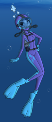 Size: 890x2083 | Tagged: safe, artist:zefrenchm, rarity, equestria girls, g4, clothes, female, hooded wetsuit, scuba diving, scuba gear, solo, underwater, wetsuit