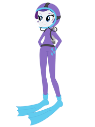 Size: 1024x1366 | Tagged: safe, artist:zefrenchm, rarity, equestria girls, g4, clothes, female, hooded wetsuit, scuba gear, simple background, solo, transparent background, vector, wetsuit