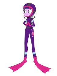 Size: 1024x1366 | Tagged: safe, artist:zefrenchm, twilight sparkle, equestria girls, g4, clothes, female, hooded wetsuit, scuba gear, simple background, solo, transparent background, vector, wetsuit