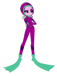 Size: 1024x1366 | Tagged: safe, artist:zefrenchm, aria blaze, equestria girls, g4, clothes, female, hooded wetsuit, scuba gear, simple background, solo, transparent background, vector, wetsuit