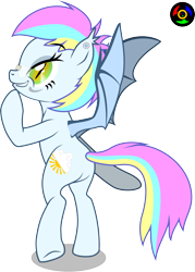 Size: 2334x3260 | Tagged: safe, artist:kyoshyu, oc, oc only, oc:eclaircie clearing, bat pony, pony, bipedal, female, goggles, high res, mare, simple background, solo, transparent background