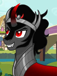 Size: 600x800 | Tagged: safe, artist:php185, king sombra, pony, umbrum, unicorn, g4, cape, clothes, crown, fangs, jewelry, male, ponyville, regalia, solo, stallion, vector