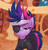 Size: 3854x3994 | Tagged: safe, artist:maren, twilight sparkle, pony, unicorn, g4, it's about time, bandana, clothes, doodle, eyepatch, female, future twilight, golden oaks library, high res, mare, messy mane, scene interpretation, sexy, solo, torn clothes, unicorn twilight