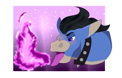 Size: 1119x714 | Tagged: artist needed, source needed, safe, oc, oc only, oc:astre de noire, hybrid, original species, fire, fire breath, open mouth, solo, tongue out, wat