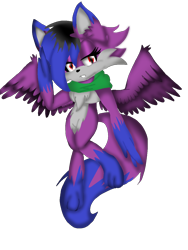 Size: 960x1280 | Tagged: safe, artist:juliet-gwolf18, oc, oc only, wolf, wolf pony, anthro, digitigrade anthro, chest fluff, clothes, eyelashes, female, scarf, simple background, solo, transparent background, wings