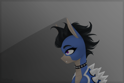Size: 3000x2000 | Tagged: safe, artist:san saniych, oc, oc only, oc:astre de noire, hybrid, original species, pony, dark bowser, fangs, female, gray background, high res, simple background, solo, spikes