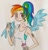 Size: 539x562 | Tagged: safe, artist:lunaart, rainbow dash, human, g4, alternative cutie mark placement, cutie mark on human, humanized, phone, ponytail, shoulder cutie mark, solo, winged humanization, wings