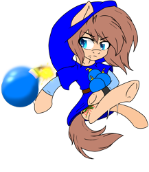 Size: 1300x1500 | Tagged: safe, alternate version, artist:juliet-gwolf18, oc, oc only, earth pony, pony, background removed, bomb, clothes, cosplay, costume, earth pony oc, hat, link, simple background, solo, the legend of zelda, transparent background, underhoof, weapon