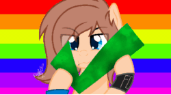 Size: 450x251 | Tagged: safe, artist:juliet-gwolf18, oc, oc only, earth pony, pony, animated, base used, bisexual pride flag, check mark, earth pony oc, eye clipping through hair, gay pride flag, gif, hoof hold, male, pride, pride flag, solo, stallion
